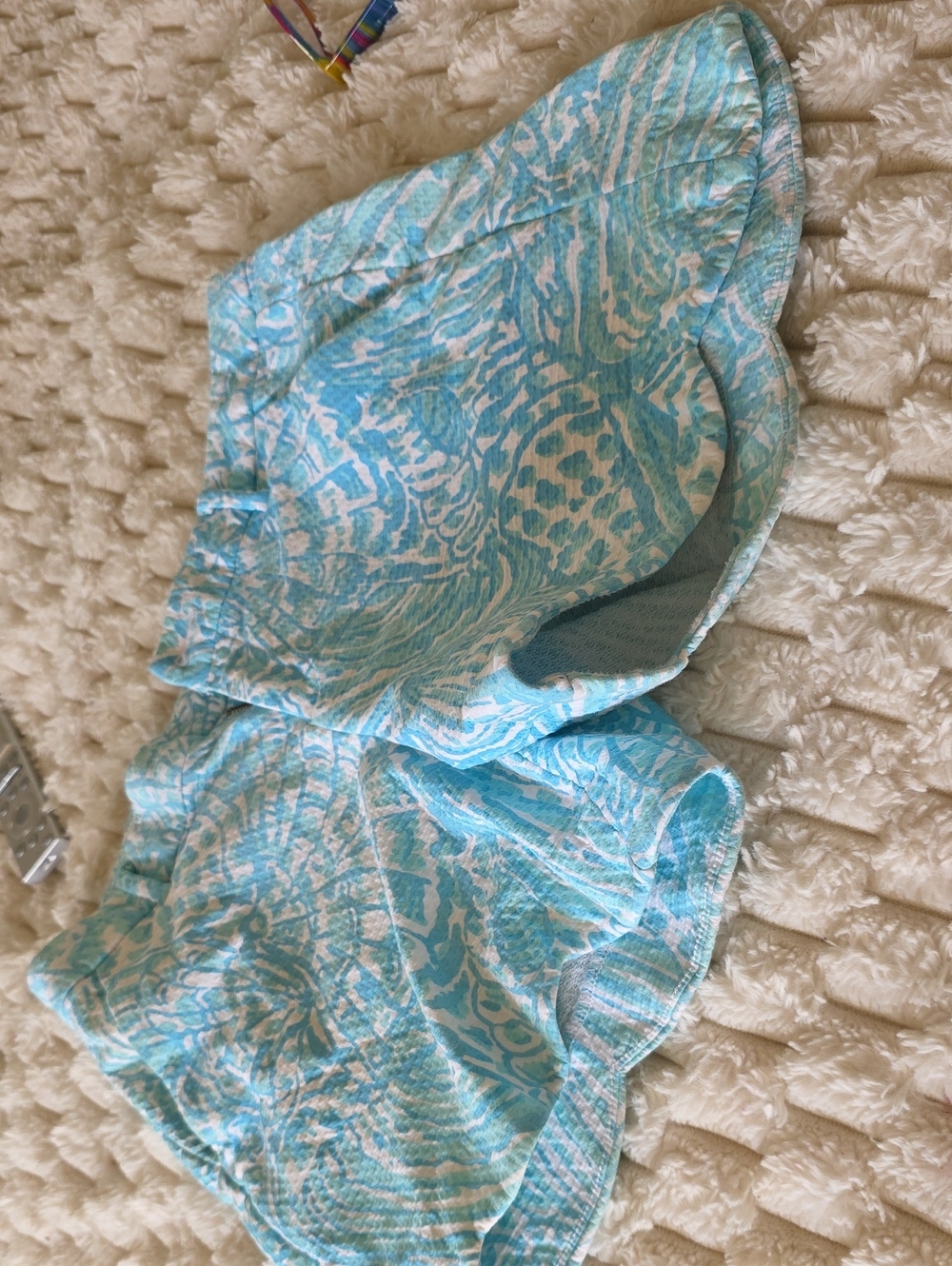 Lilly Pulitzer Aqua and White Printed Shorts